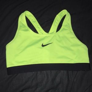 Neon green nike sports bra